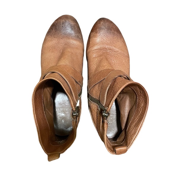 VINCE CAMUTO Tan Distressed Ankle Boots with Studs & Buckled Straps - Size 9.5 B - Picture 3 of 6